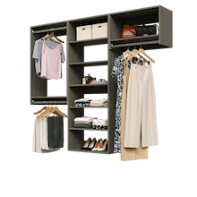 Grey 79.5-inch woodgrain Vista Total Closet Kit with a shelf tower, double hanging, and tall hanging
