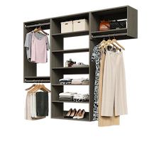 Grey 82.5-inch woodgrain Vista Total Closet Kit with a shelf tower, double hanging, and tall hanging