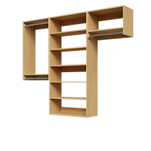 Natural oak 82.5-inch woodgrain Vista Total Closet Kit, empty, with a shelf tower, double hanging, and tall hanging
