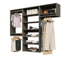 Grey 85.5-inch woodgrain Vista Total Closet Kit with a shelf tower, double hanging, and tall hanging