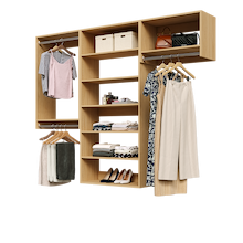 Natural oak 85.5-inch woodgrain Vista Total Closet Kit with a shelf tower, double hanging, and tall hanging