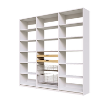 Two wood pull-out drawers and two pull-out wire baskets for 87 inch white pantry shelving.