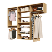 Natural oak 88.5-inch woodgrain Vista Total Closet Kit with a shelf tower, double hanging, and tall hanging