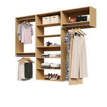 Natural oak 91.5-inch woodgrain Vista Total Closet Kit with a shelf tower, double hanging, and tall hanging