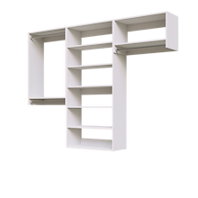 White 91.5-inch Vista Total Closet Kit, empty, with a shelf tower, double hanging, and tall hanging