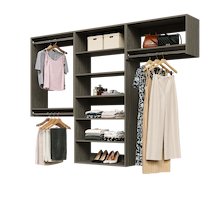Grey 94.5-inch woodgrain Vista Total Closet Kit with a shelf tower, double hanging, and tall hanging