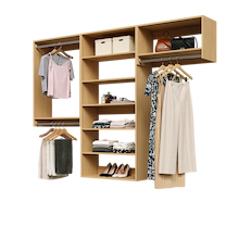 Natural oak 94.5-inch woodgrain Vista Total Closet Kit with a shelf tower, double hanging, and tall hanging
