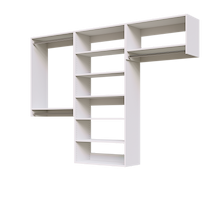 White 94.5-inch Vista Total Closet Kit, empty, with a shelf tower, double hanging, and tall hanging