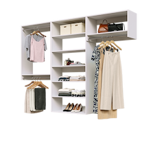 White 94.5-inch Vista Total Closet Kit with a shelf tower, double hanging, and tall hanging