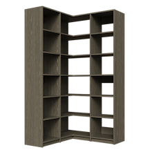Grey L-shaped shelving kit, 47.25 inch, with adjustable shelves for closet storage