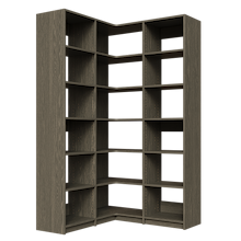 Grey closet organizer, 48.75 inch system with open adjustable shelving