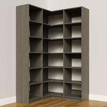 Grey L-shaped closet system, 48.75 inch, for reach-in or walk-in closets