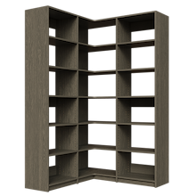 Grey L-shaped closet kit, 51.75 inch, with open shelving for convenient storage