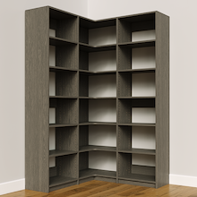 Grey closet organizer, 51.75 inch, L-shaped system for closet shelving