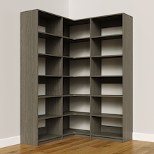 Grey L-shaped closet organizer, 54.75 inch, for closet storage