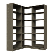 Grey closet organizer, 56.25 inch system with open adjustable shelving
