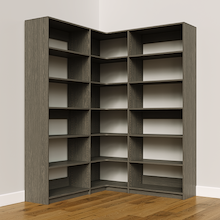 Grey L-shaped corner shelving kit, 60.75 inch, with adjustable shelves for a convenient closet storage