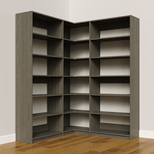 Grey corner shelving kit, 62.25 inch, with adjustable shelves for closet storage