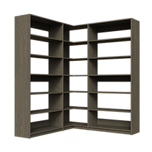 Grey closet shelving kit, 66.75 inch, with corner shelving for convenient closet storage
