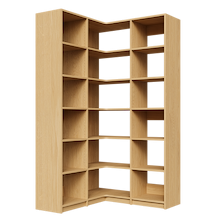Natural Oak corner shelving kit, 47.25 inch, with adjustable shelves for closet storage