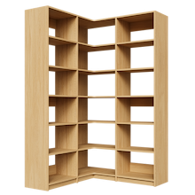 Natural Oak corner shelving kit, 51.75 inch, with open shelving for closet storage