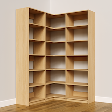 Natural Oak corner shelving kit, 53.25 inch, for a closet storage solution