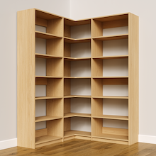 Natural Oak corner shelving system, 57.75 inch, for convenient closet storage