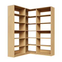 Natural Oak corner shelving kit, 59.25 inch, with open shelving for closet storage