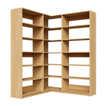 Natural Oak corner shelving kit, 62.25 inch, with adjustable shelves for convenient closet storage