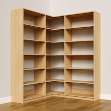 Natural Oak L-shaped closet organizer, 62.25 inch, for convenient closet storage