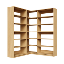 Natural Oak L-shaped closet organizer, 63.75 inch corner system with open adjustable shelving