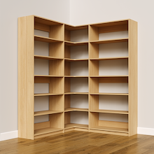 Natural Oak closet system, 63.75 inch, for reach-in or walk-in closets