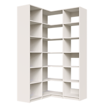 White L-shaped corner shelving kit, 47.25 inch, with adjustable shelves for closet storage