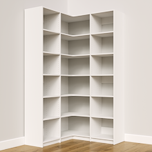 White L-shaped closet organizer, 47.25 inch, for closet storage