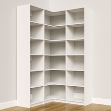 White closet system corner unit, 48.75 inch, for reach-in or walk-in closets