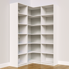 White corner shelving kit, 50.25 inch, for closet storage