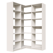 White corner shelving kit, 51.75 inch, with open shelving for closet storage