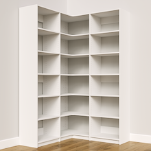 White closet organizer, 51.75 inch, corner unit for closet shelving