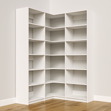 White corner shelving kit, 53.25 inch, for a closet storage solution