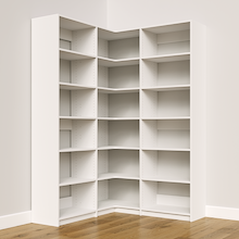 White L-shaped closet organizer, 54.75 inch, for convenient closet storage