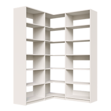 White closet organizer, 56.25 inch corner system with open adjustable shelving