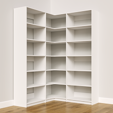 White closet system corner unit, 56.25 inch, for reach-in or walk-in closets