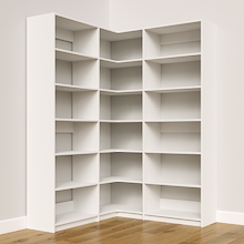 White corner shelving kit, 57.75 inch, for closet storage