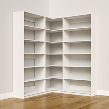 White closet system corner unit, 63.75 inch, for reach-in or walk-in closets