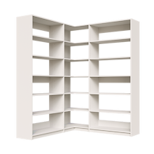 White corner closet system, 65.25 inch, featuring adjustable shelves for reach-in or walk-in closets