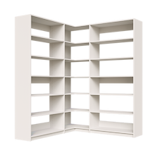 White corner shelving kit, 66.75 inch, with open shelving for closet storage