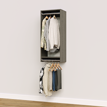 18 inch double hanging closet in grey for studio apartments.