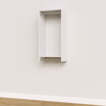 21 inch double hanging closet in white, built-in for walk-in upgrades.