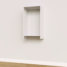25.5 inch double hanging closet in white, built-in for organized wardrobes.