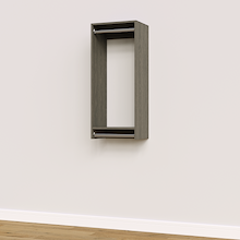 18 inch double hanging closet in grey, built-in for narrow reach-ins.
